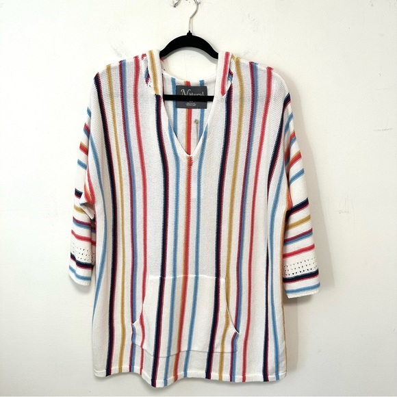 NATURAL Reflections Stripe Cotton Hoodie Sz L/G NWT - Picture 1 of 6